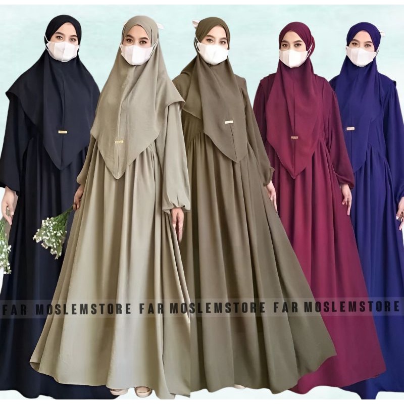 GAMIS SYARI AL ZIRAH CRINKLE AIRFLOW FREE KHIMAR S M L XL/GAMIS WANITA MUSLIM/DRESS KONDANGAN/SYARI TERLARIS/FAR MOSLEMSTORE