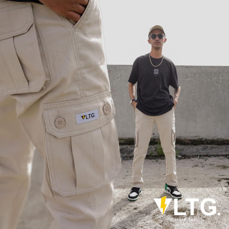 REKOMENDASI Celana Cargo Panjang VLTG.industry Warna Cream Kualitas Bahan Premium Grade A