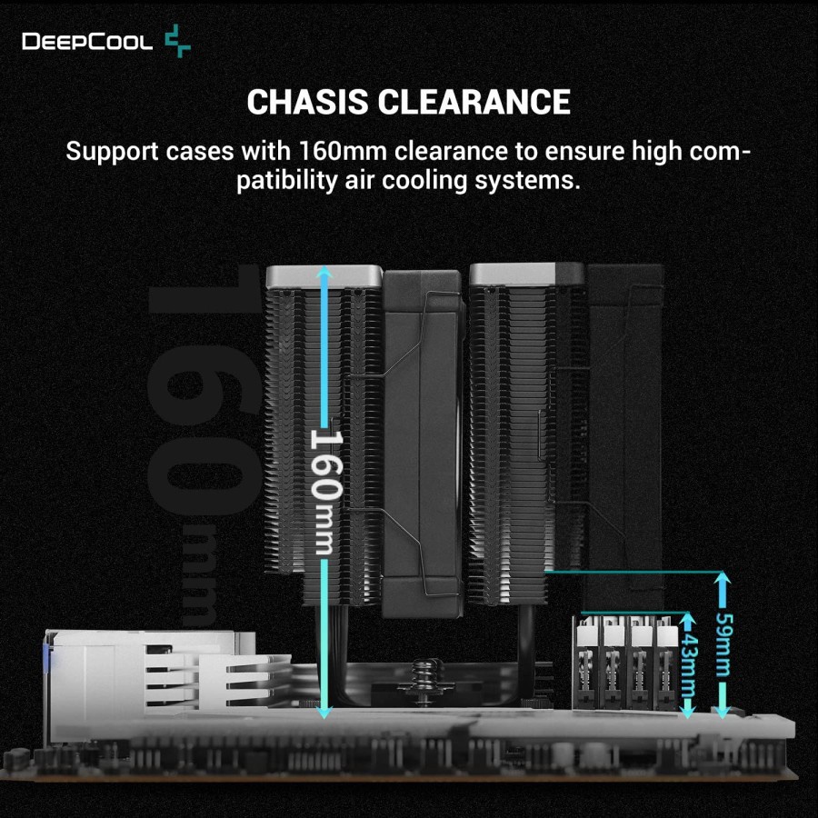 DEEPCOOL AK620 ZERO DARK High Performance Dual Tower CPU Cooler Fan