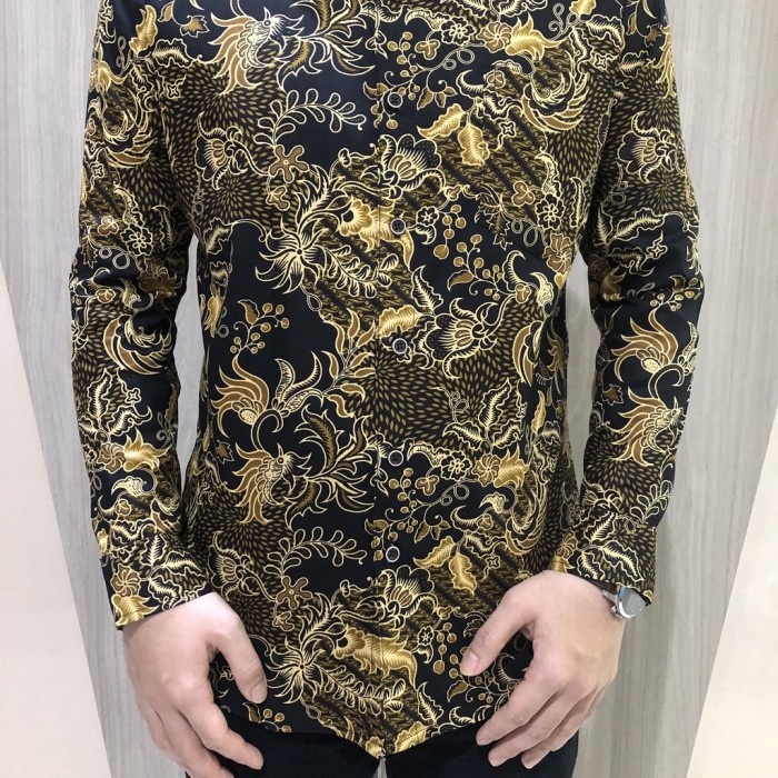 Gridline Ls064Kemeja Batik Slimfit Pria Katun Lengan Panjang Modern