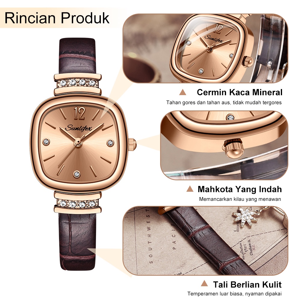 Sunlifex 8001 Jam Tangan Wanita Anti Air Analog Trend Terbaru Casual Fashion Cewek Elegan Murah