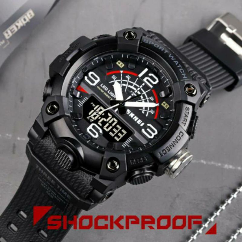 JAM TANGAN SKMEI 1619 ORIGINAL PRIA TAHAN AIR KASUAL DUALTIME TERLARIS
