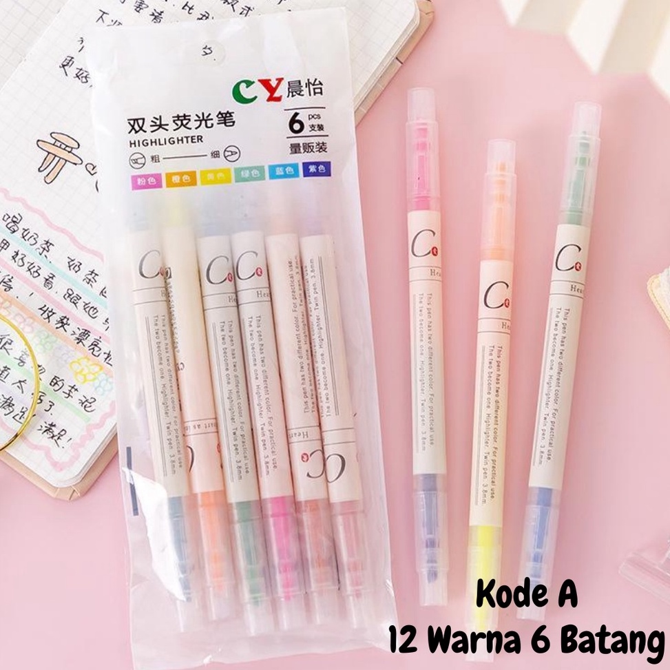 

6ZI9Z 1 Set Stabilo Panjang Warna Warni 2 Sisi ✾Harga Obral