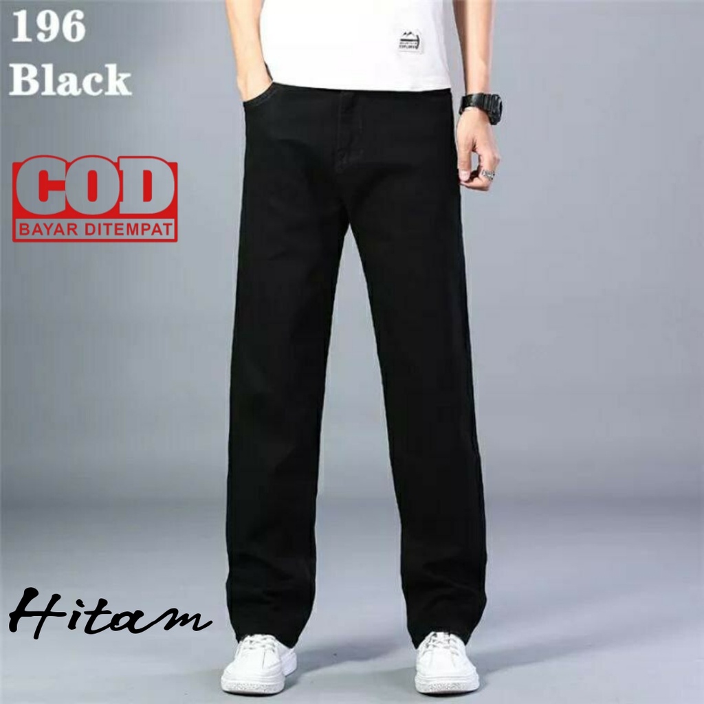 Celana Jins Pria Panjang Standart Ukuran 28-38 Biru Muda Hitam Dongker Garment Premium