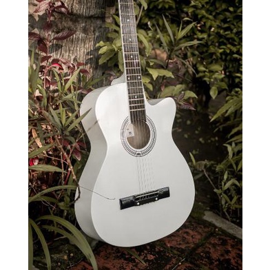[Paket Lengkap] Gitar Akustik Putih Mandalika S-01 Murah Fullset Viral