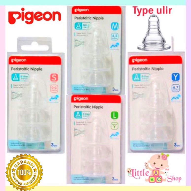 PALING DIMINATI ORIGINAL Pigeon Slim Neck Peristaltic Nipple Isi 2 3 (Nipple Saja) / Nipple ulir pig