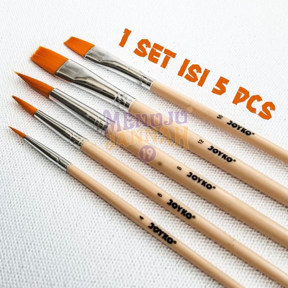 

EI4351 Set Isi 5 Pcs Kuas Lukis & Mewarnai Cat Air, Minyak, Acrylic (Akrilik) - FLAT/ROUND Joyko Brush Paint BR-8 9087