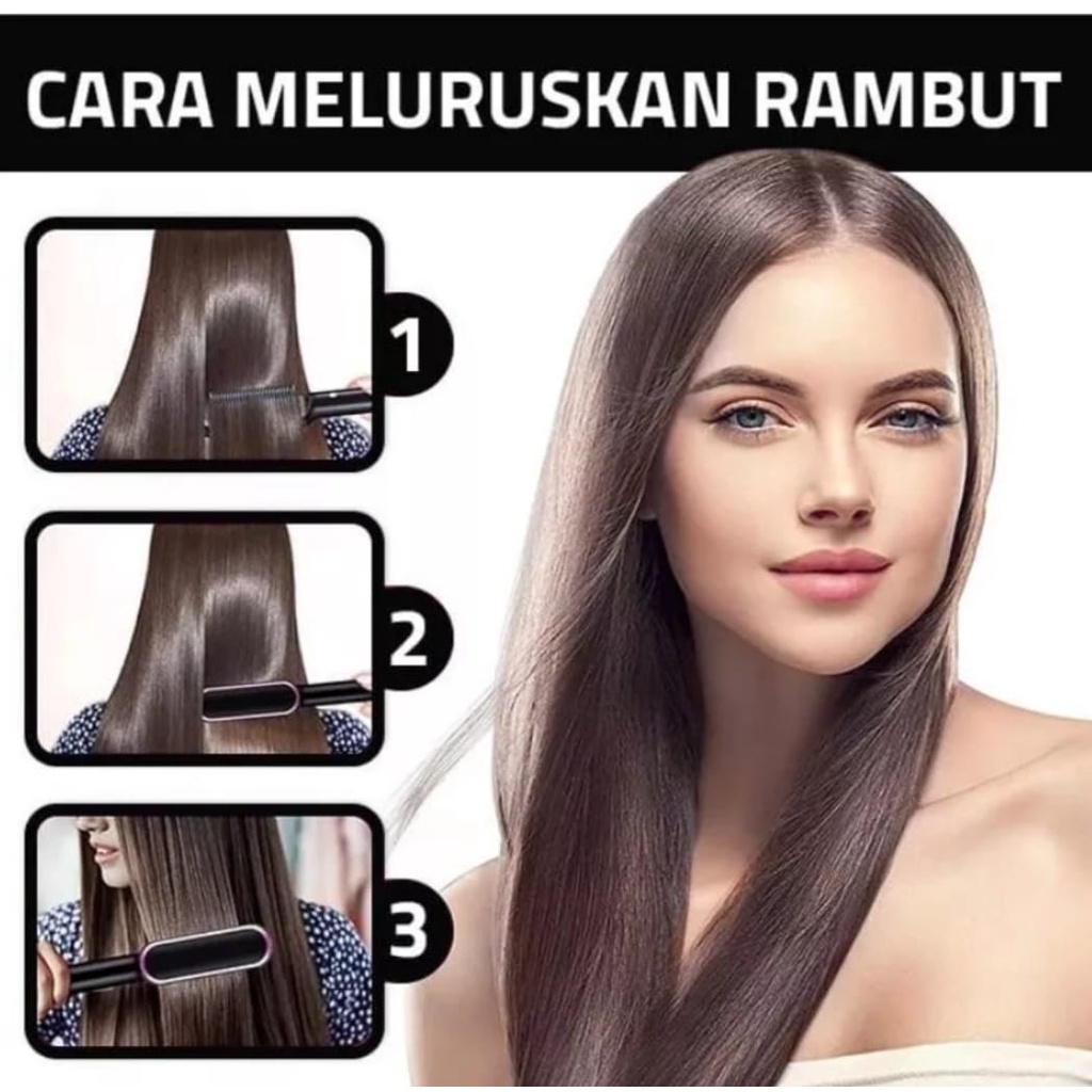 Sisir Catokan Pelurus Rambut Dan keriting Hair Straigthener Comb 2 in 1-Catokan Sisir Hair Style Curler-Sisir Listrik 2 IN 1 Pelurus Rambut Catok