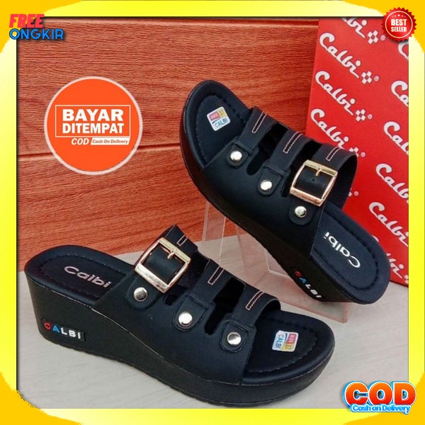 Widges Korea Kerja Sendal Tinggi Tidak Licin Perempuan Wedges Wanita Import Weadges Pesta Slop Weges