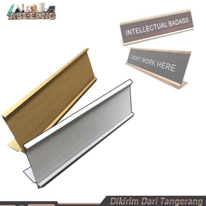 :::::::] Name Plate Holder Papan Nama Meja Desk Name Sign Holder Aluminium