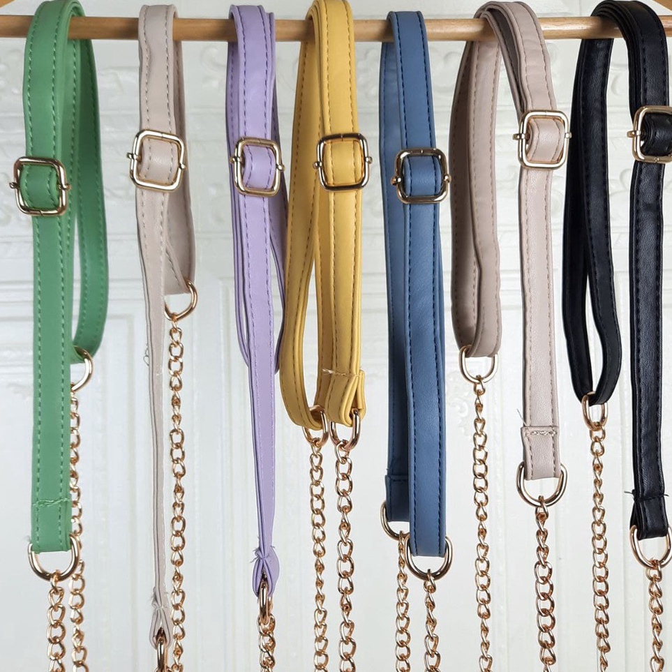 (L㊛Q6-㊛) Tali Tas Selempang Kulit Sintetis Kombinasi Rantai Slempang Tas top.prooduk