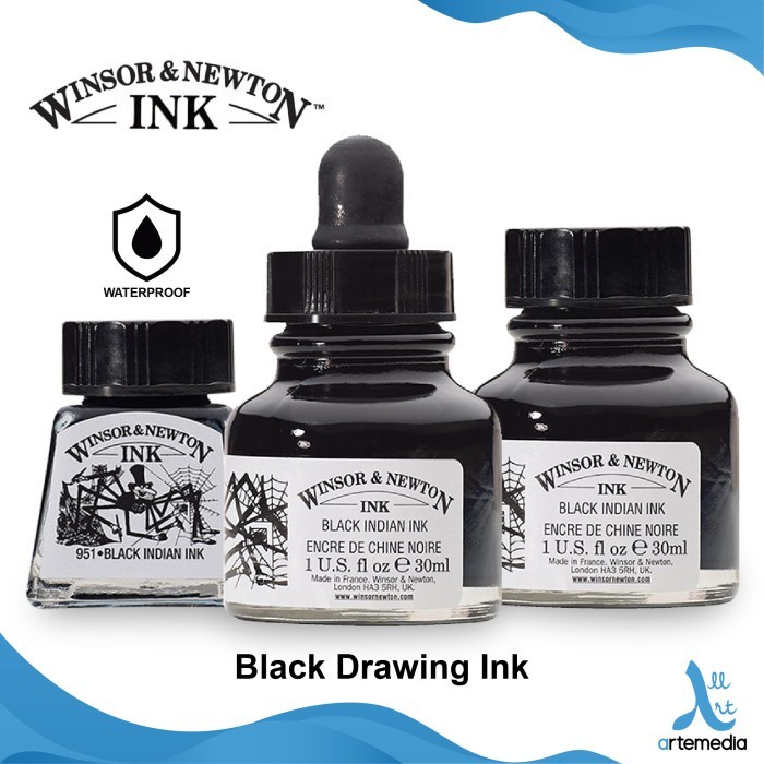 

Terlaris Tinta Kaligrafi Winsor & Newton Black Indian Drawing Ink Pigment Color