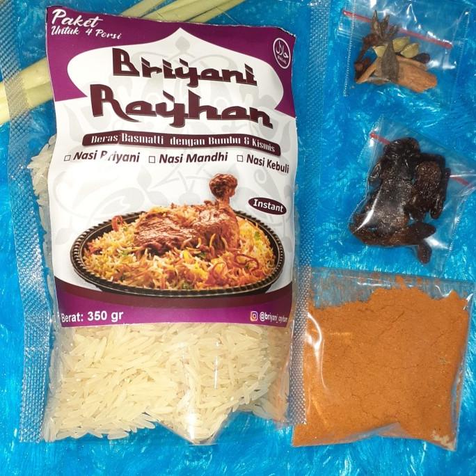 

```````] paket beras briyani+bumbu +kismis untuk 4 porsi