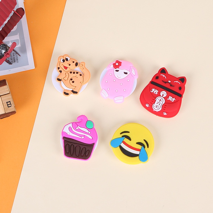 Holiven Pop Socket Karakter Smiley Buah Kue Hewan Isi 5pcs / Kaitan Casing Hp Isi 5 Buah