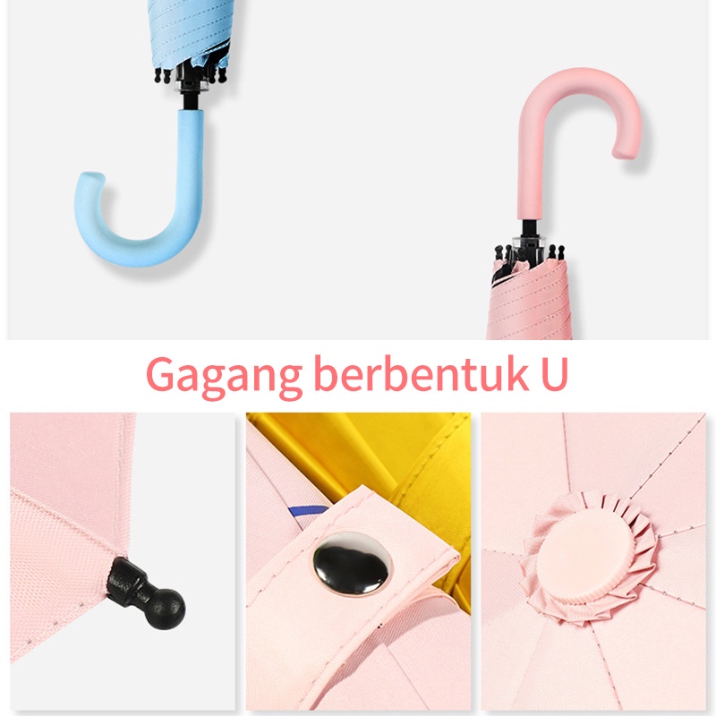 Holiven Payung Lipat Gantung Kait Warna Cerah Gagang U