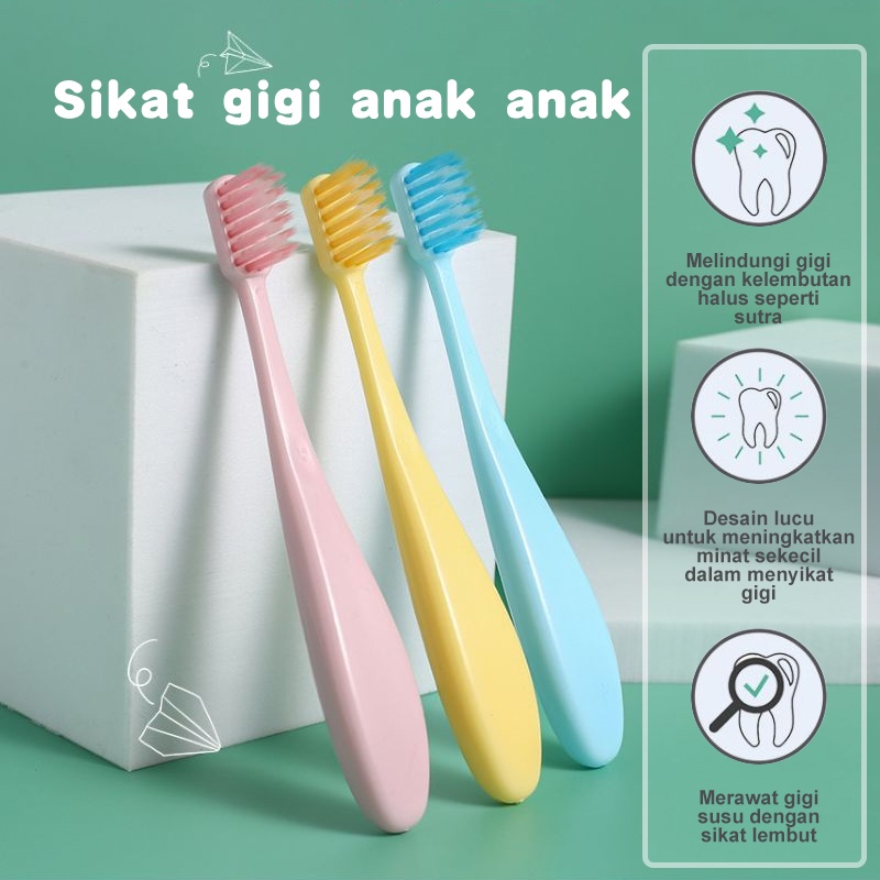 Holiven Sikat Gigi Kartun 3pcs Sikat Gigi Bayi Anak