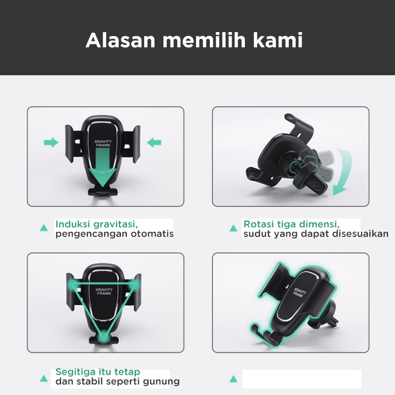 Holiven Universal Mount Car Phone Holder Untuk Smartphone / Handphone