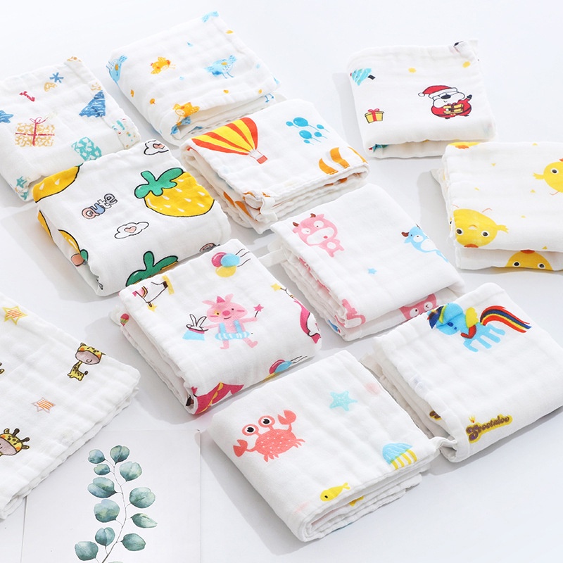 Holiven 25 x 50 cm Saputangan Bayi Anak Katun Kasa Enam Lapis Handuk Persegi Kasa Handuk Saliva