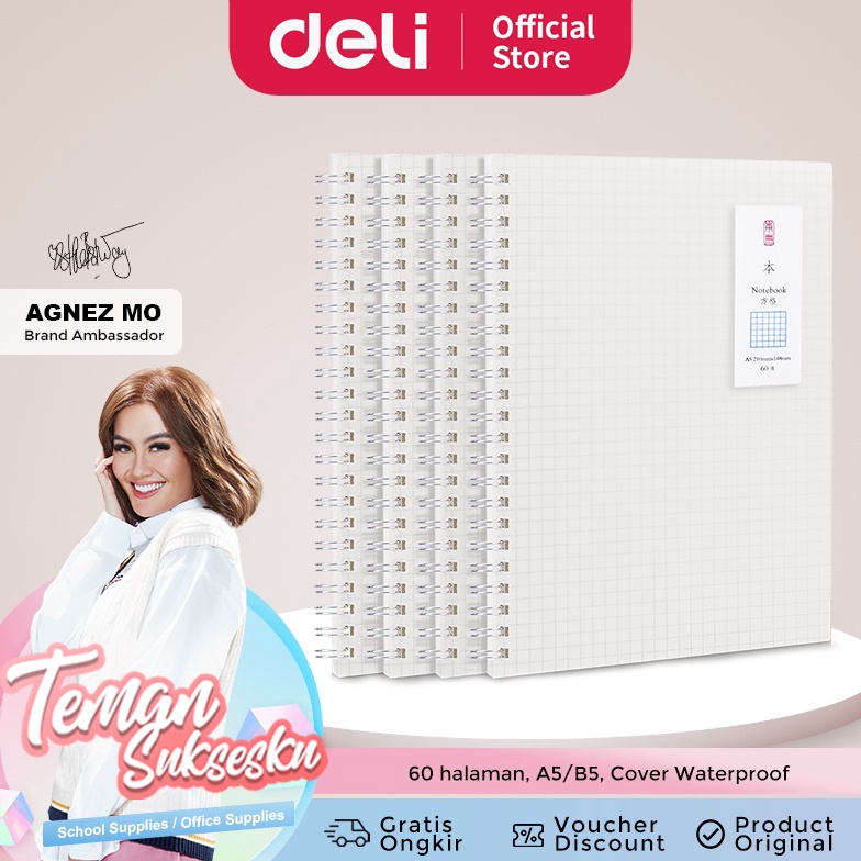 

COD!! Deli Spiral Notebook / Buku Spiral A5/B5 60 halaman Cover PP Transparant Waterproof LPA560 LPB560 ➼Seller