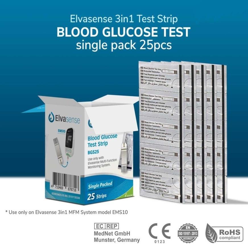 6.6 Strip Gula Darah Elvasense Glucose Refil Gula Darah Strip Elvasense - Stik Isi Ulang Elvasense G