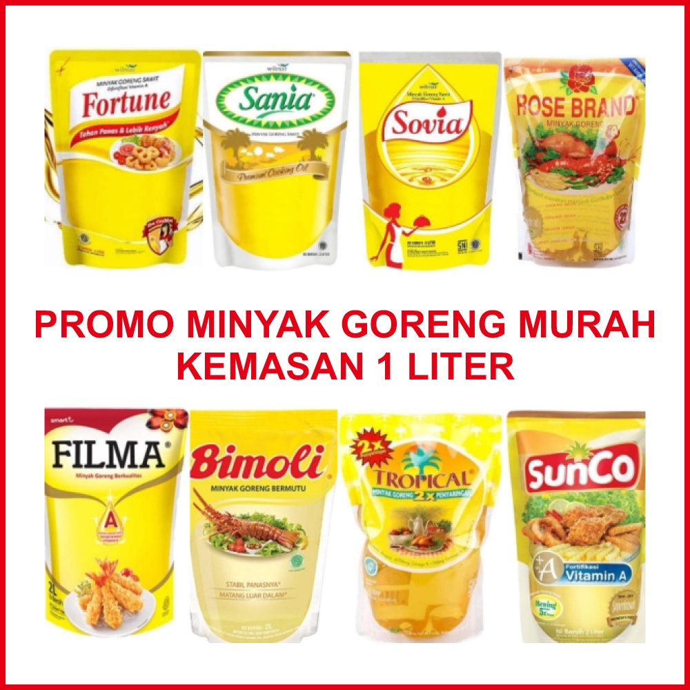 Minyak Goreng Refill Kemasan Pouch/Bantal 1L Gratis Ongkir Sania Bimoli Fortune Sunco Rose Brand Harumas Filma Sovia