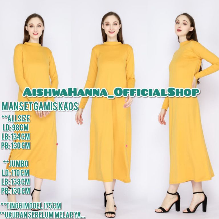 CHEKOUT Manset Baju Gamis Dalaman Gamis Lengan Panjang Bahan Kaos Rayon Ukuran Standar dan Jumbo/inn