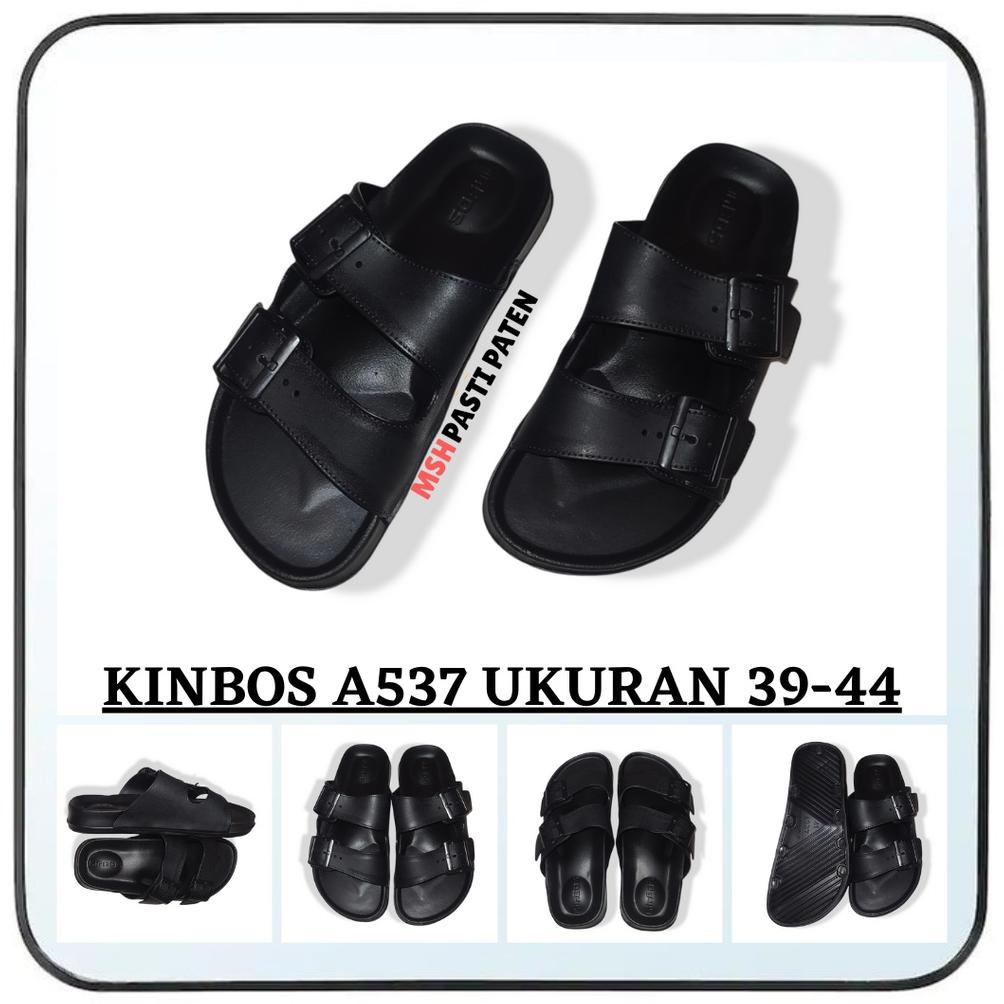 Limited Sandal Selop Pria Model Gesper Tali 2 Merk Kinbos Ukuran 39-44 Warna Husus Hitam