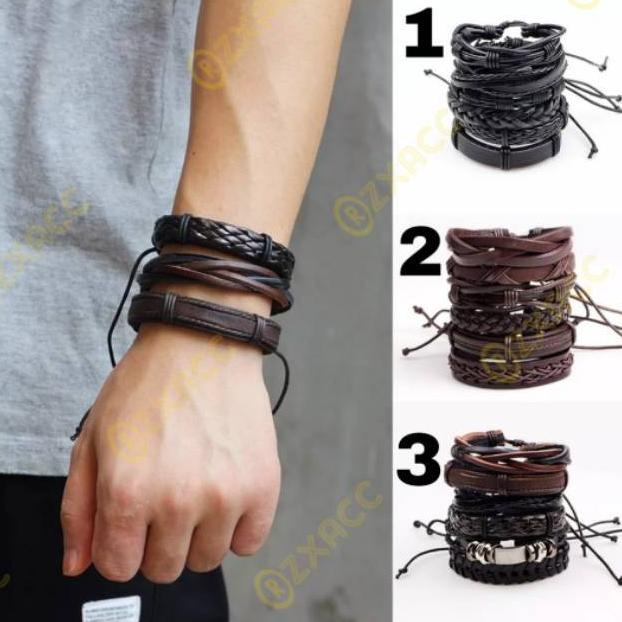 Diskon Gelang Pria 6Pcs/Set Dan 5Pcs/Set Dan 3Pcs/Set Multilayer Msx