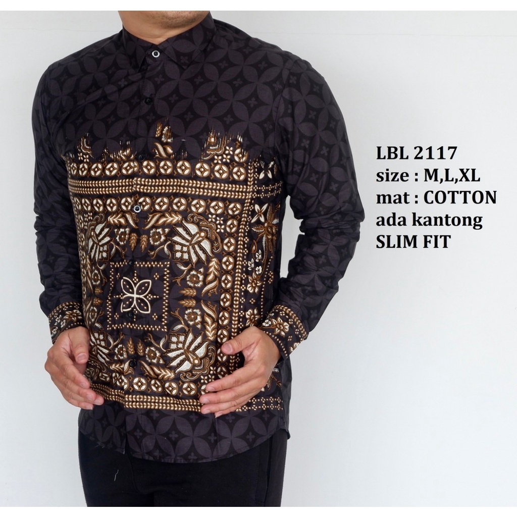 Baju Batik Pria Slimfit Kemeja Lengan Panjang Hem Slim Fit LBL 2117