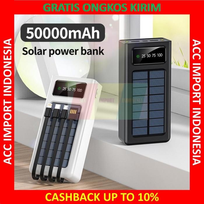 Powerbank Powerbank Solar Cell Tenaga Surya 50000Mah 4In1 Led Indikator Portable