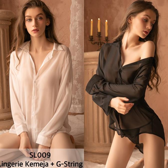 Ready Sexy Lingerie Kemeja Transparan Baju Tidur Sexy Wanita Kemeja Putih 09 Original