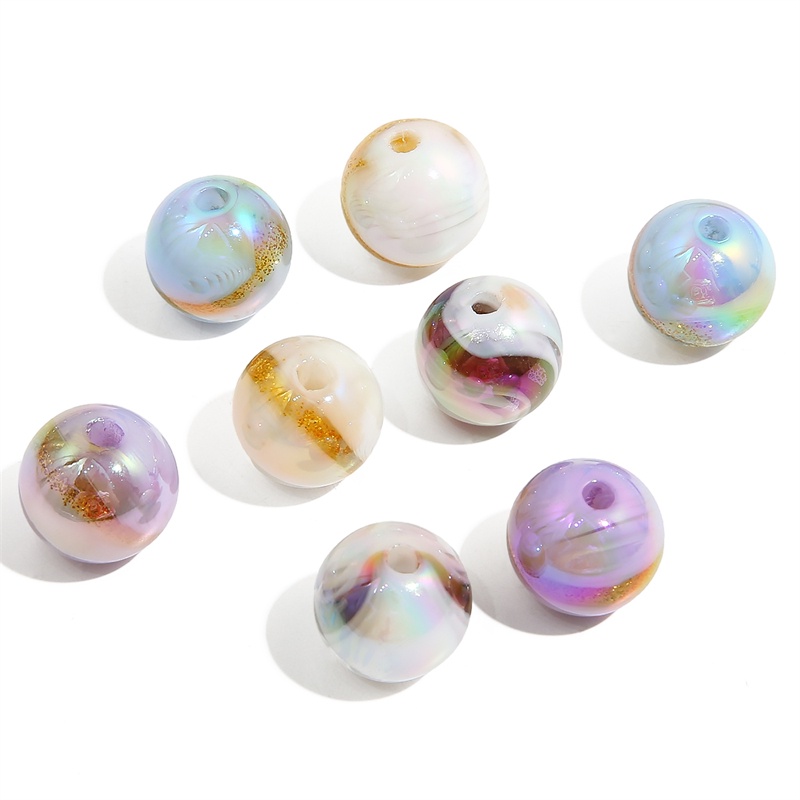 5 Pcs Imitasi Starry River Susu Warna Cream Manik-Manik Bulat Resin Longgar Spacer Beads Untuk DIY Gelang Handmade Membuat Perhiasan Perlengkapan