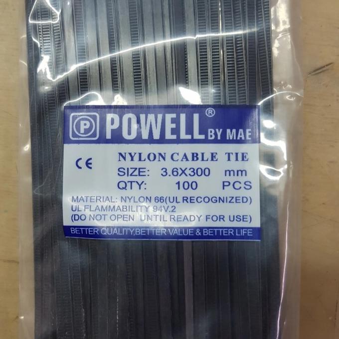 

Produk Unggulan] Powell Kabel Ties / Cable Tie 30 cm / 3.6 x 300 mm Hitam ( 100 Pcs )