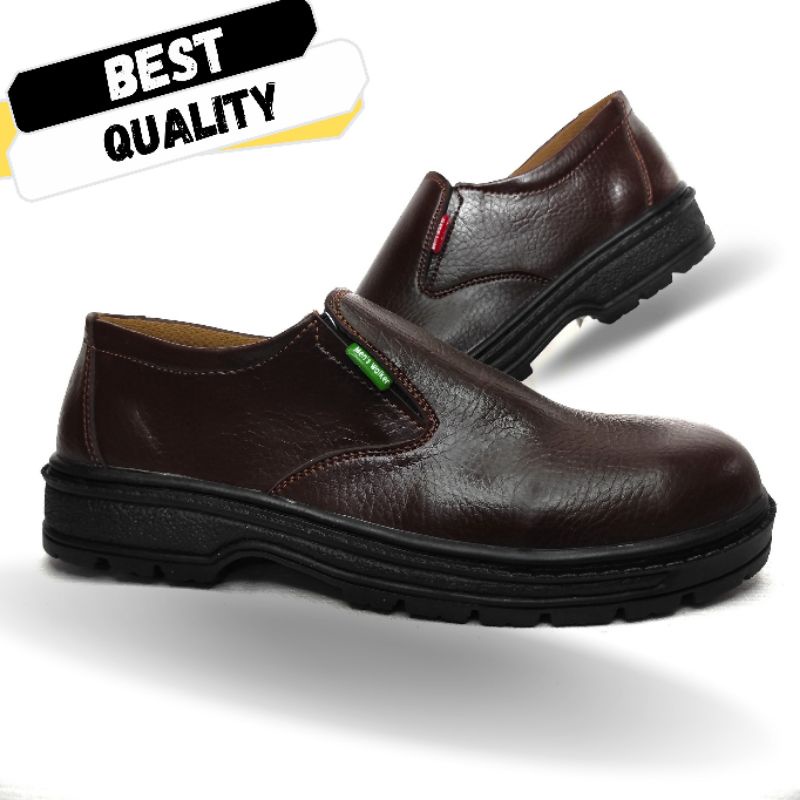 Sepatu Safety Sefty Pria Bahan Kulit Elegan Merk Original Harga Murah