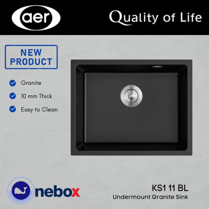 AER Undermount Sink Granite Bak Cuci Piring Granit KS1 11 BL