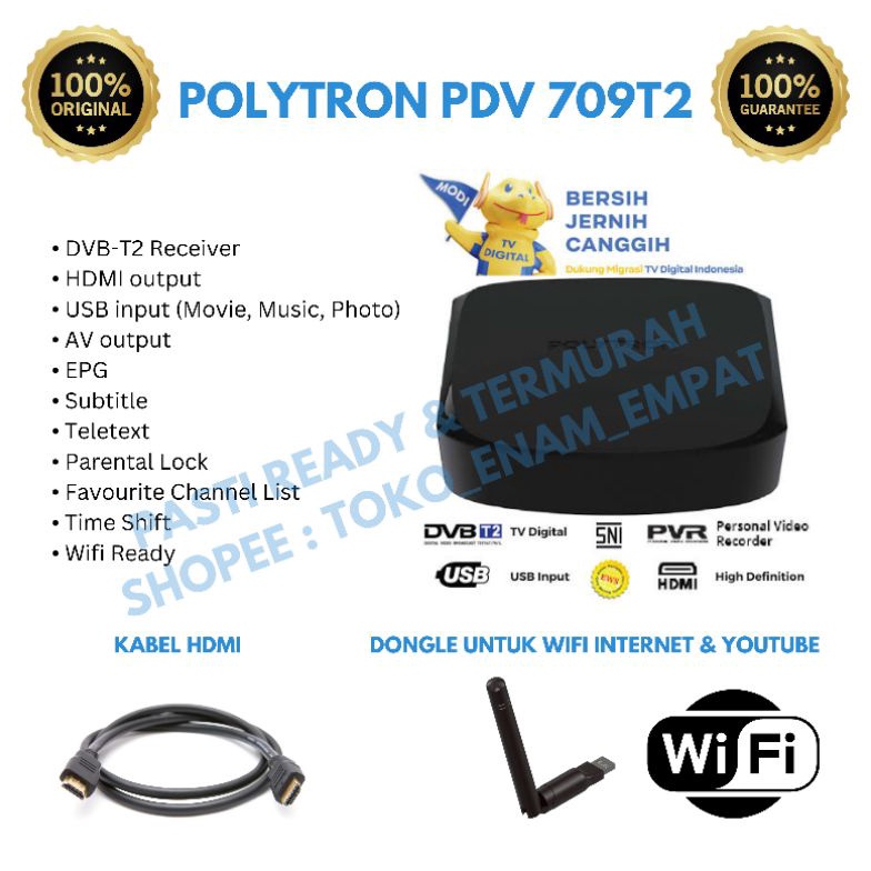[Art. Y56Z] TIPE600READY BISA KONEK SUPPORT INTERNET WIFI YOUTUBE DONGLE SET TOP BOX STB POLYTRON PD
