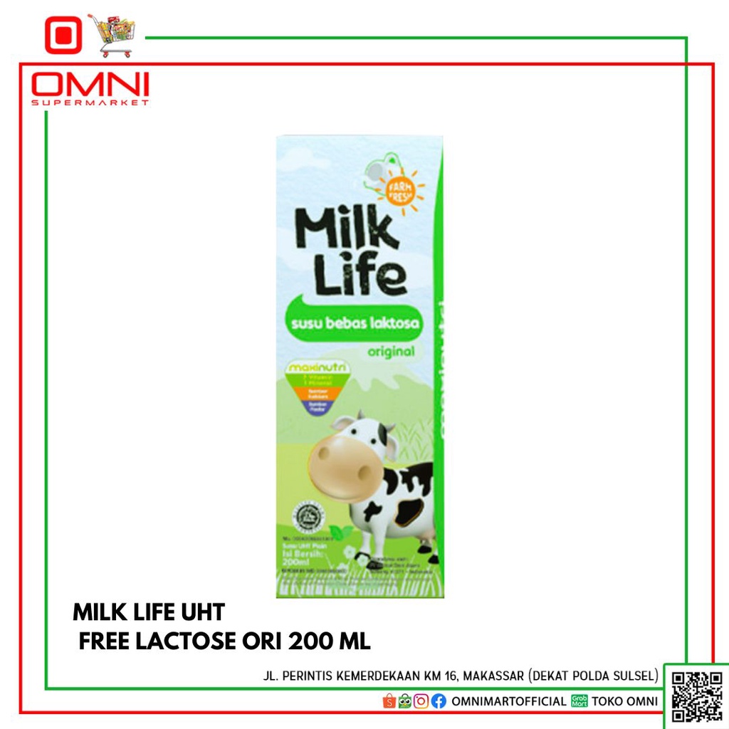 

SUSU MILK LIFE UHT FREE LACTOSE ORI 200 ML
