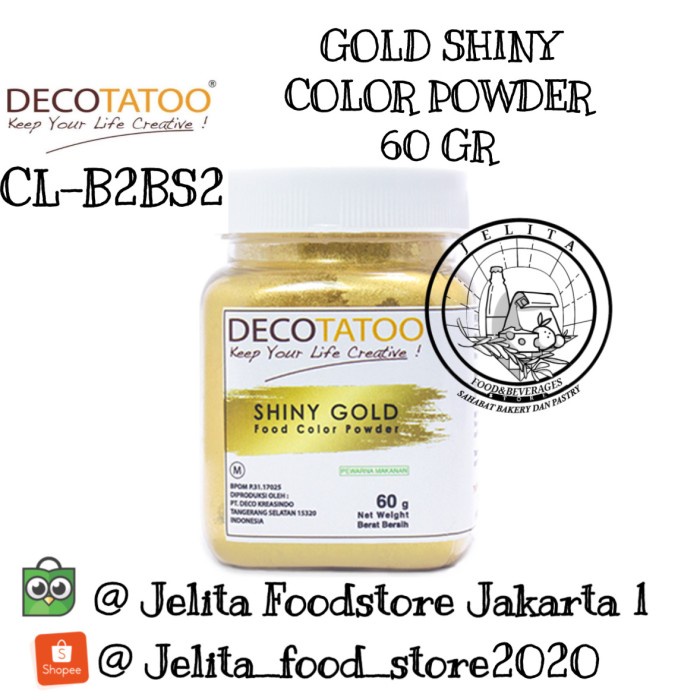 

Decotatoo GOLD SHINY COLOR POWDER 60 GR CL-B2BS2, Pewarna makanan
