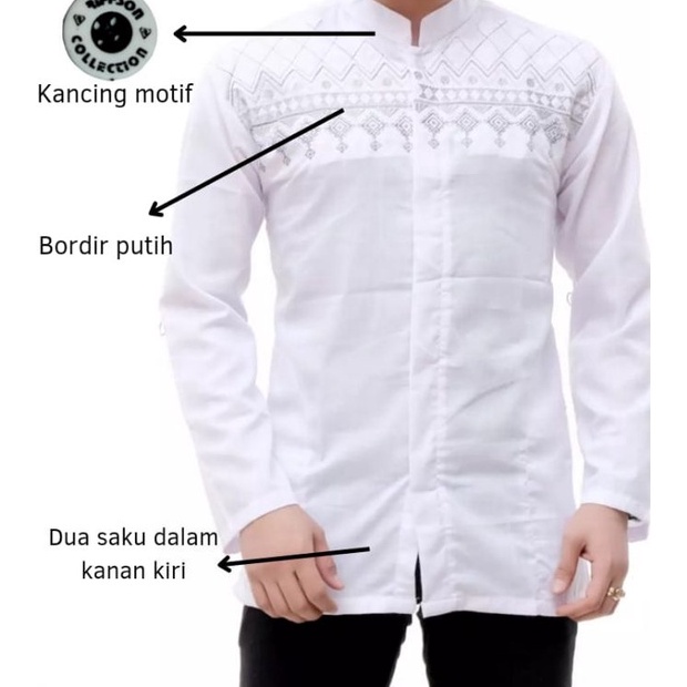 Terlaris Baju Koko Putih Remaja/Dewasa Lengan Panjang