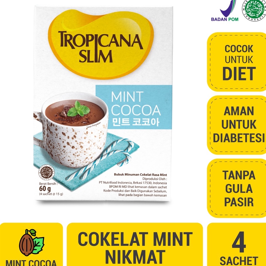 

[KODE PRODUK JJBOG9578] Tropicana Slim Mint Cocoa 4 sachet - Minuman Cokelat Mint Nikmat Tanpa Gula Pasir