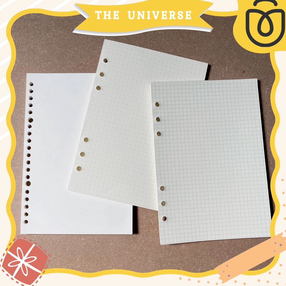 

[PRODUK-RNWI837] [THE UNIVERSE] 100gsm Isi Binder A5 6 Lubang 20 Lubang Polos Bergaris Refill Kertas Loose Leaf - ST012 85