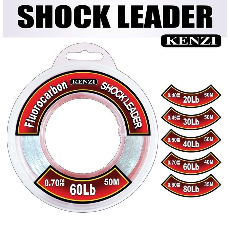 Senar Leader SHOCKLEADER 100%FLUOROCARBON KENZI UK.20lb,30lb,40lb,50lb,60lb {PRA.18Jn23n}