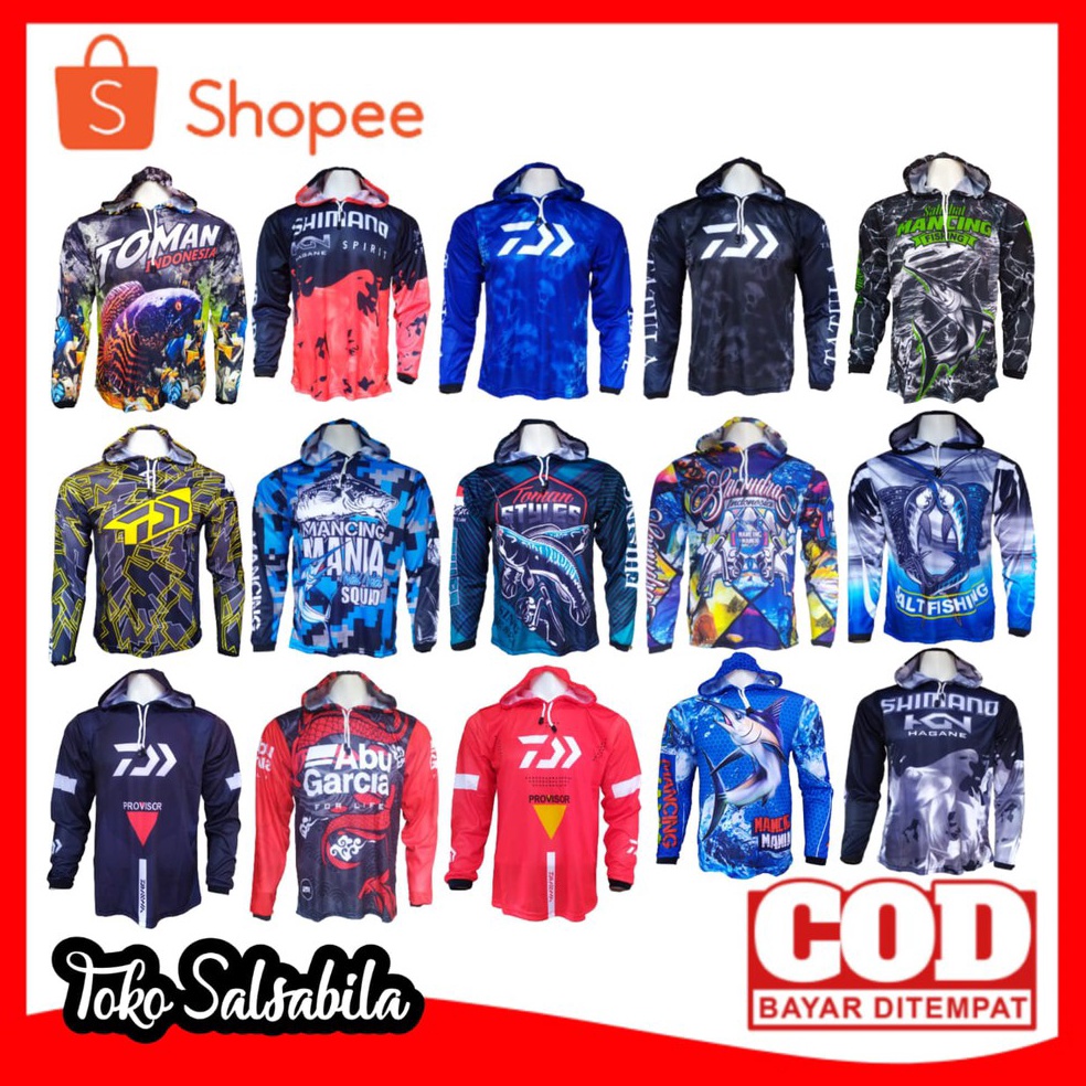 SRH.7Jn23ž ▪ Jersey Mancing Hoodie Lengan Panjang / Kaos Mancing Tudung / Baju Mancing Mania Jersey 