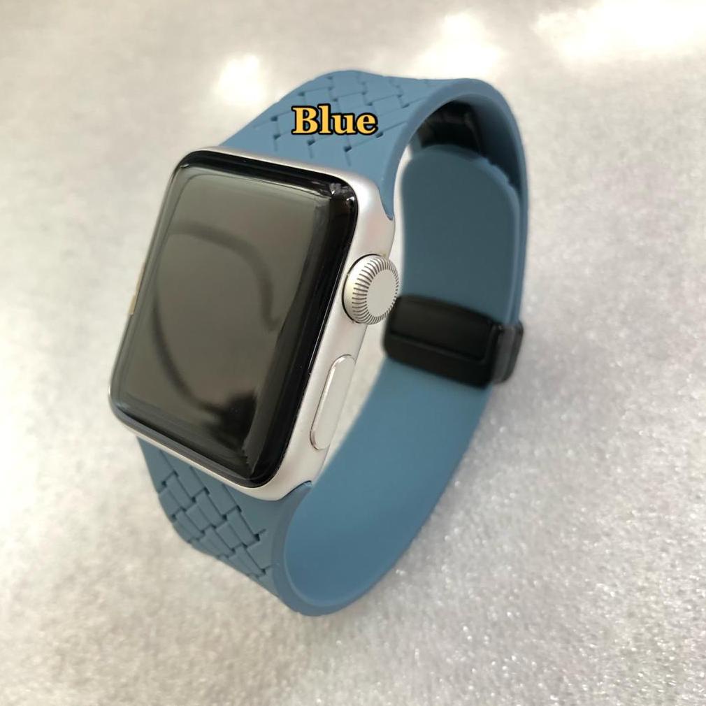 Laris Strap Apple Watch Silicone Magnetic Square Pattern Strap Iwatch Series 1/2/3/4/5/Se/6/7/8/Ultra
