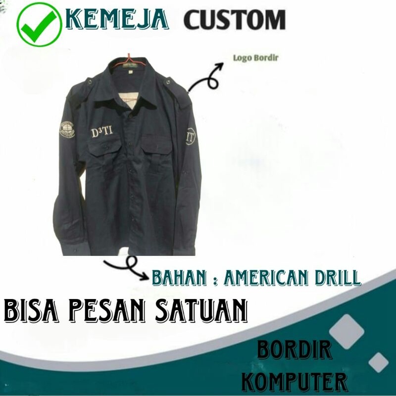 KEMEJA PDH CUSTOM BORDIR BISA SATUAN