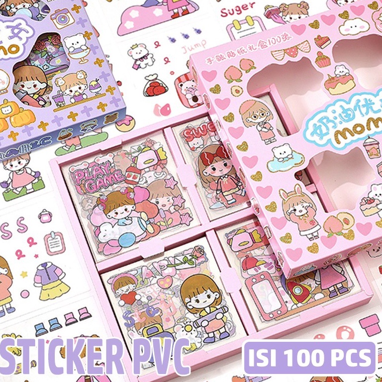 

[KODE PRODUK RPNI86281] (1 Box Isi 100 Pcs) Sticker PVC 2D Tumblr Lucu Karakter Anti Air / Stiker Momo DIY Aesthetic Waterproof / Sticker Buku Diary Deco Hp Laptop
