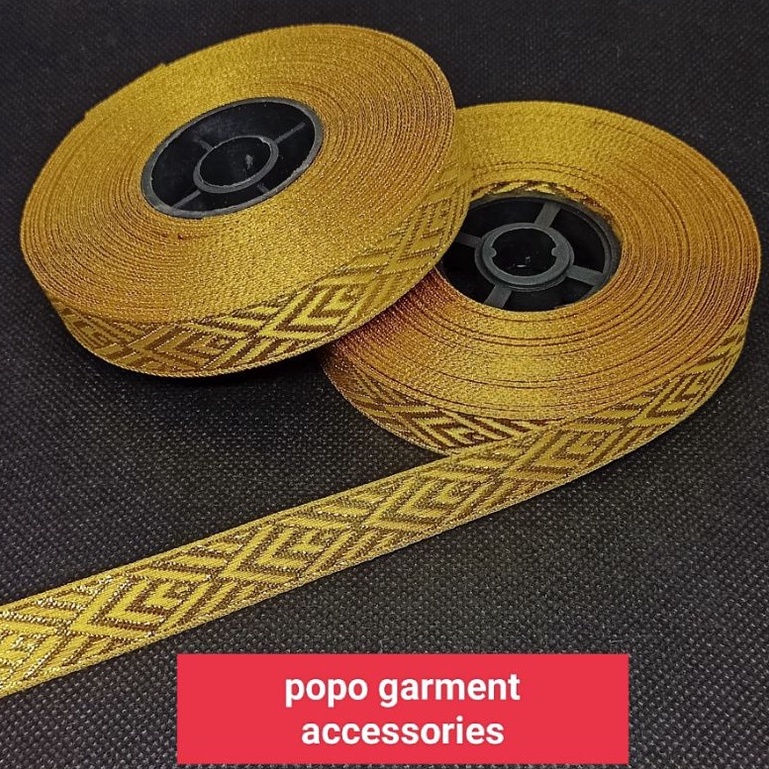 (B♪9O.✉] RENDA/PITA INDIA /ETNIK/ RENDA GAMIS EMAS 1.2 CM viiral