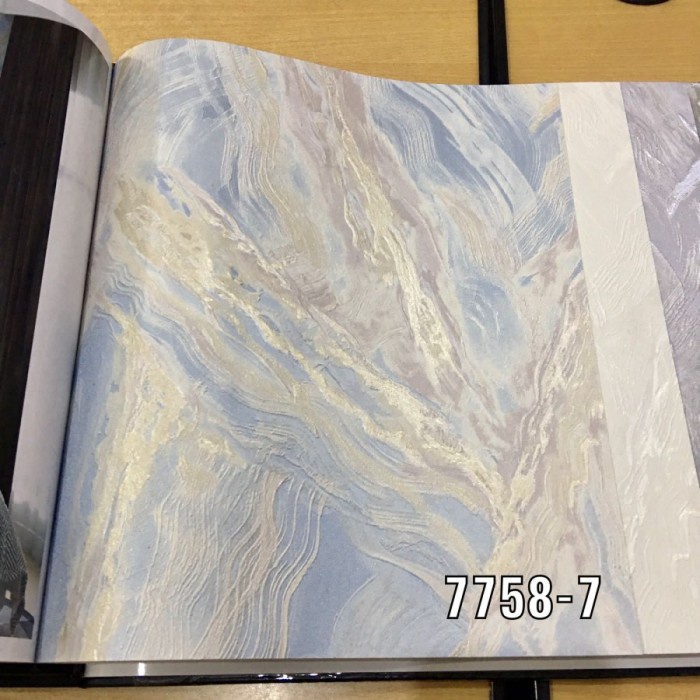 Terlaris Wallpaper Dinding Marmer Biru Cream Abu Abstrak Elite