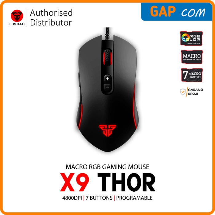 MOUSE GAMING MACRO FANTECH X9 THOR RGB GAMING MOUSE