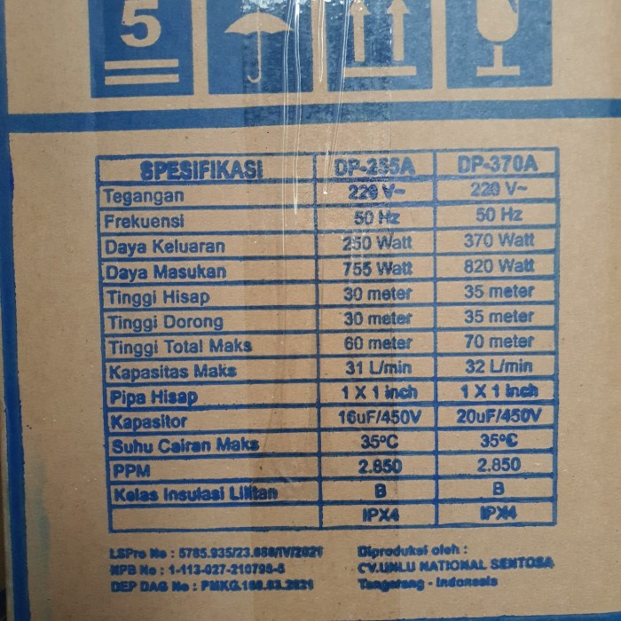Pompa Air Jet Pump National Eco Dp 255 Pompa Sumur Dalam Italy Sni